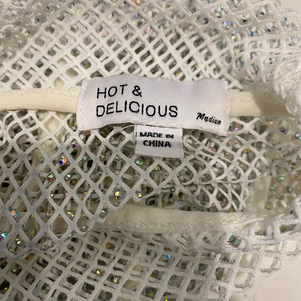 Hot & Delicious top White Mesh Halter top M - Picture 5 of 5